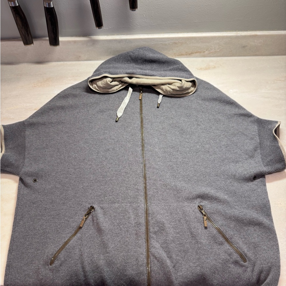 Gorgeous Brunello Cucinelli Cashmere Silk  Zip Hoodie Large Excellent Luxury